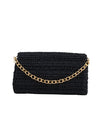 Black Slim Real Raffia Clutch