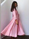 Pink Flared Long Cotton Maxi Dress