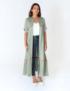 Green-Orange Braided Gather Long Cape