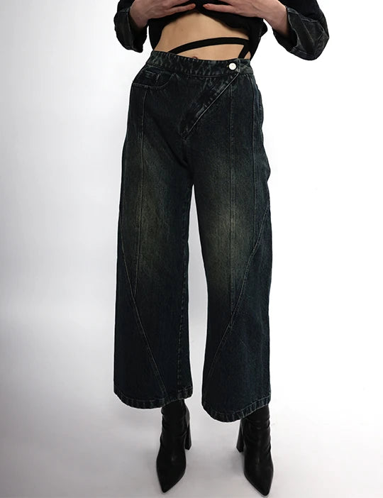 Asymmetrical Denim Pants