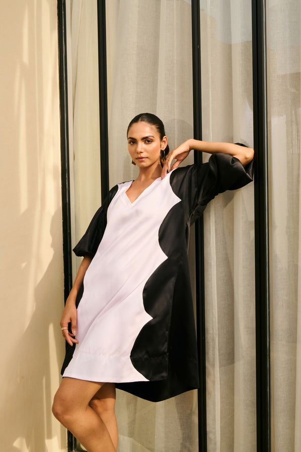 White & Black Short Party Dress