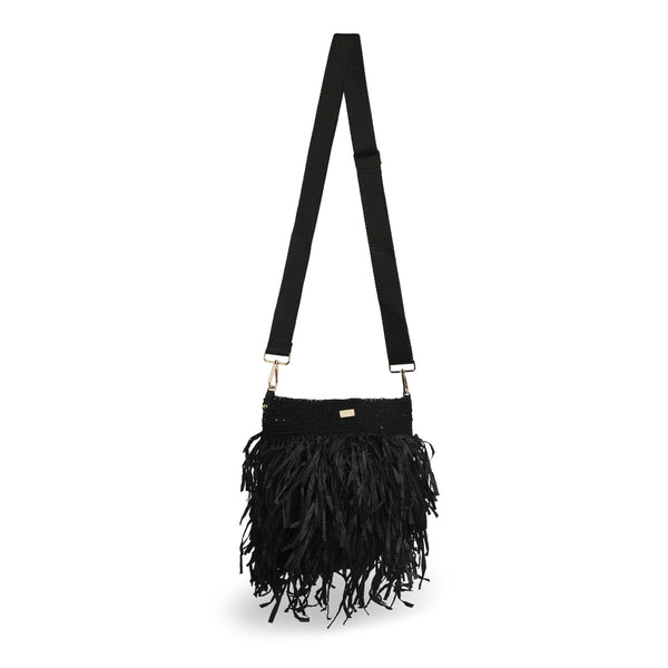Raffia Bucket Bag - Black