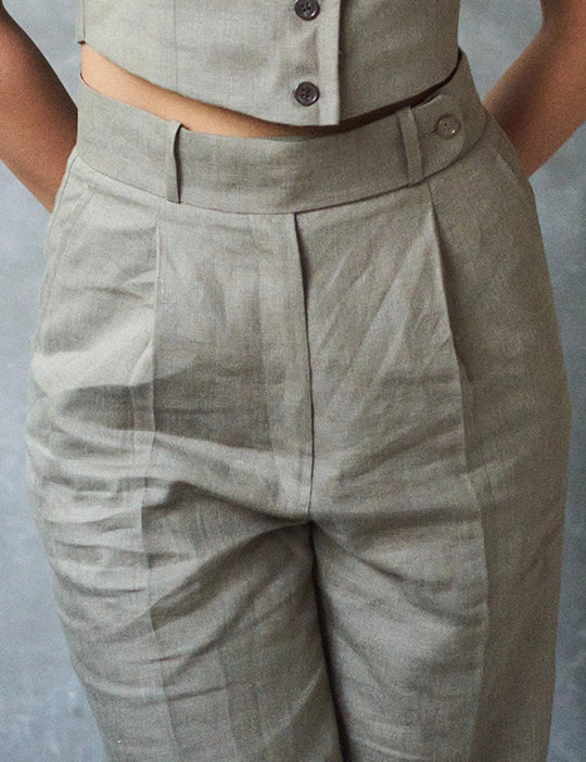 Logus Sage Green Linen Trouser