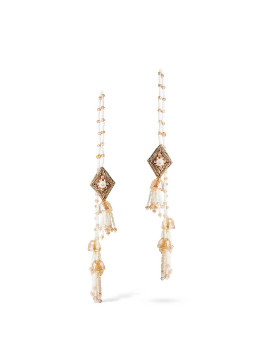 Gold Crystal Front–Back Drop Earrings