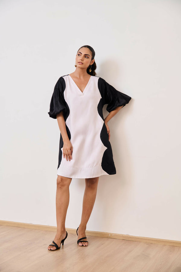White & Black Short Party Dress