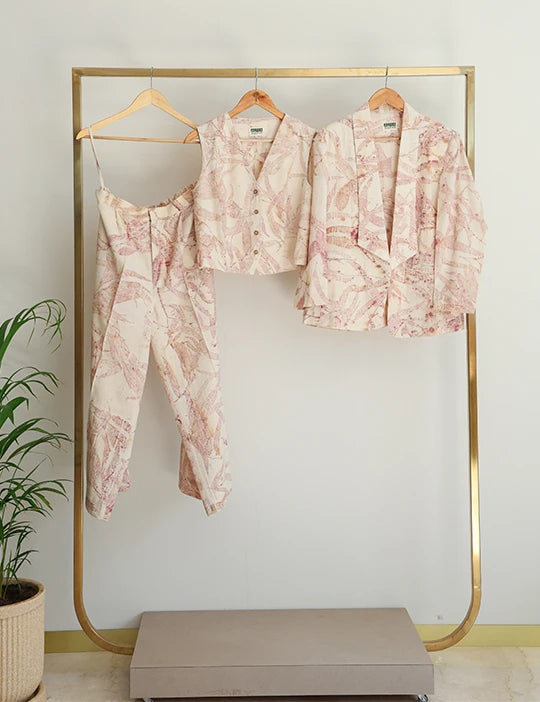 Pink Foliage 3-Piece Set (With Vest)