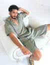 Green Shirt with Purple Pipin