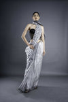 White Geometric Pattern Saree