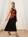 Black One Shoulder Embroidered Dress
