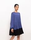 Blue-Black Gather Short Dress