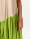 Ecru-Green Gather Dress