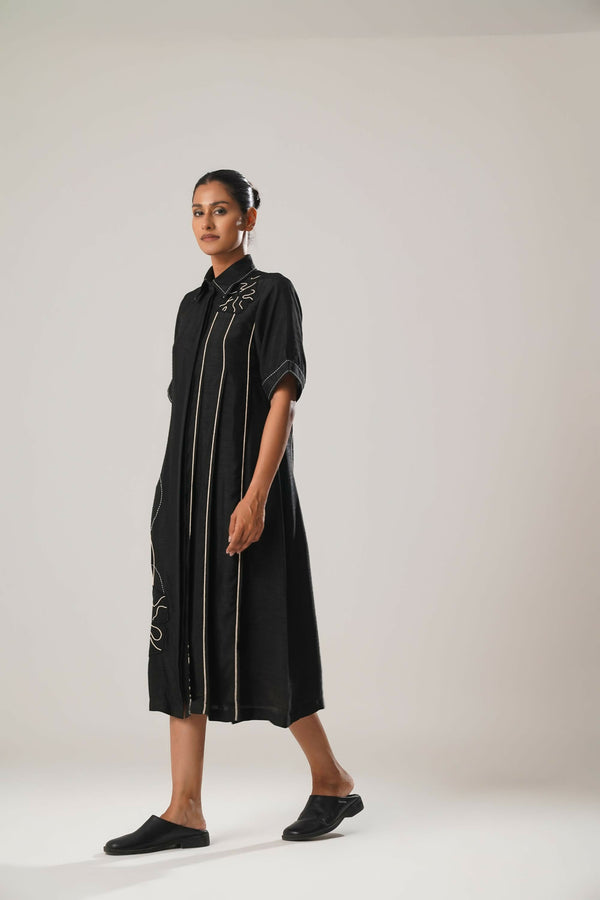 MJ Pleated Dress (Black)