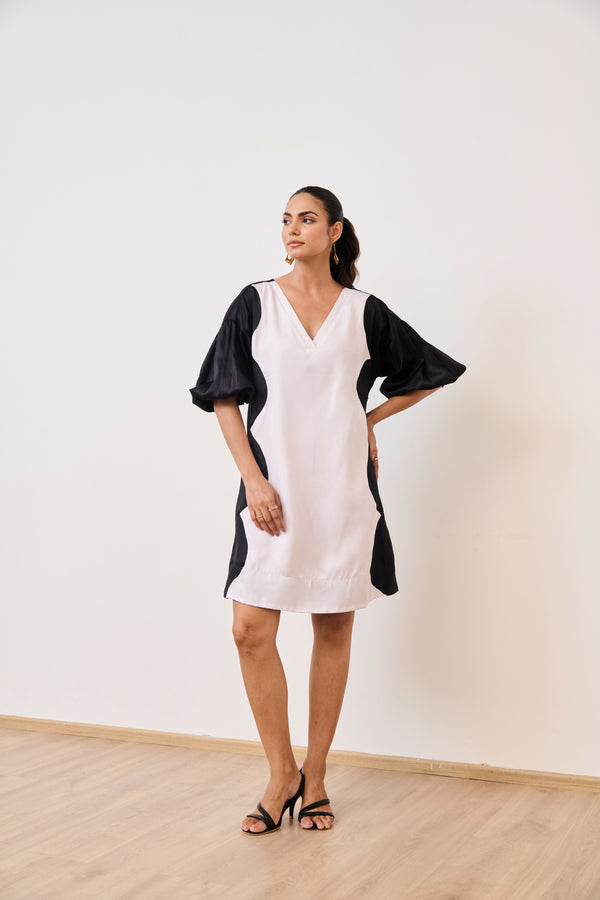White & Black Short Party Dress
