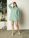 Ruched Sleeves Shirt Dress