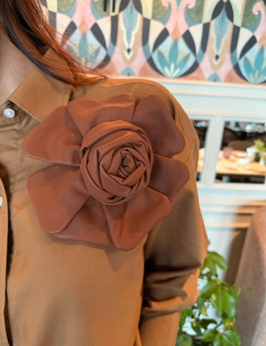 Vegan Leather Rose Brooch