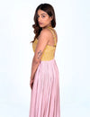 Pink-Yellow Braided Bustier Gather Gown