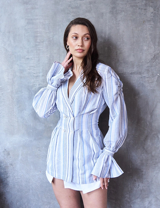 Logus Striped Linen Blazer Dress