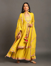 Yellow Jodha Anarkali Sharara Set