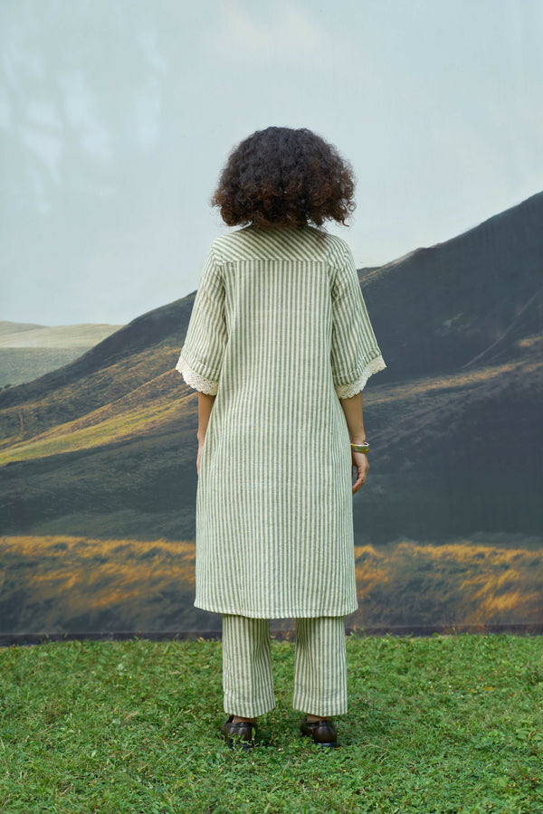 Moss Stripes Tent Shirt Dress