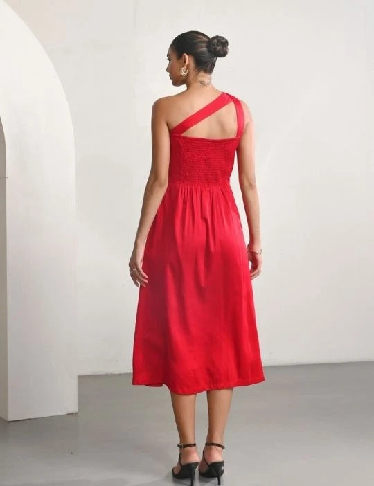 Red One Shoulder Dress