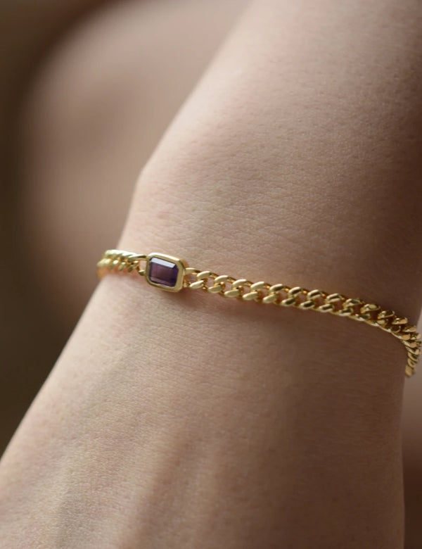 Amethyst Bracelet Italian Chain