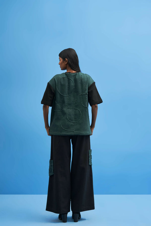 Black Shoji Patch Work T-Shirt