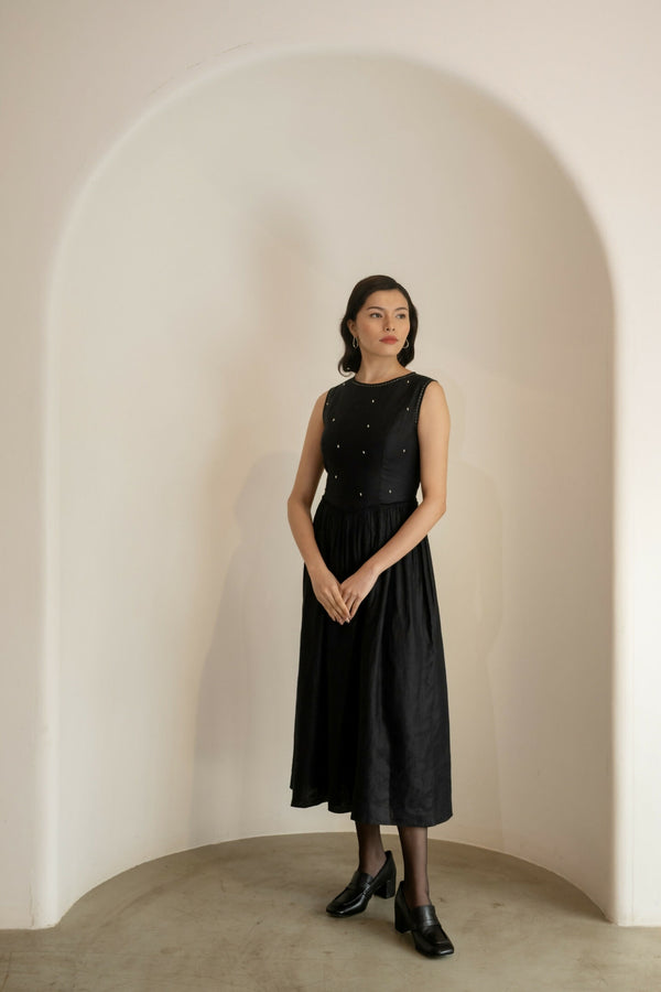 Ebony Black Midi Dress
