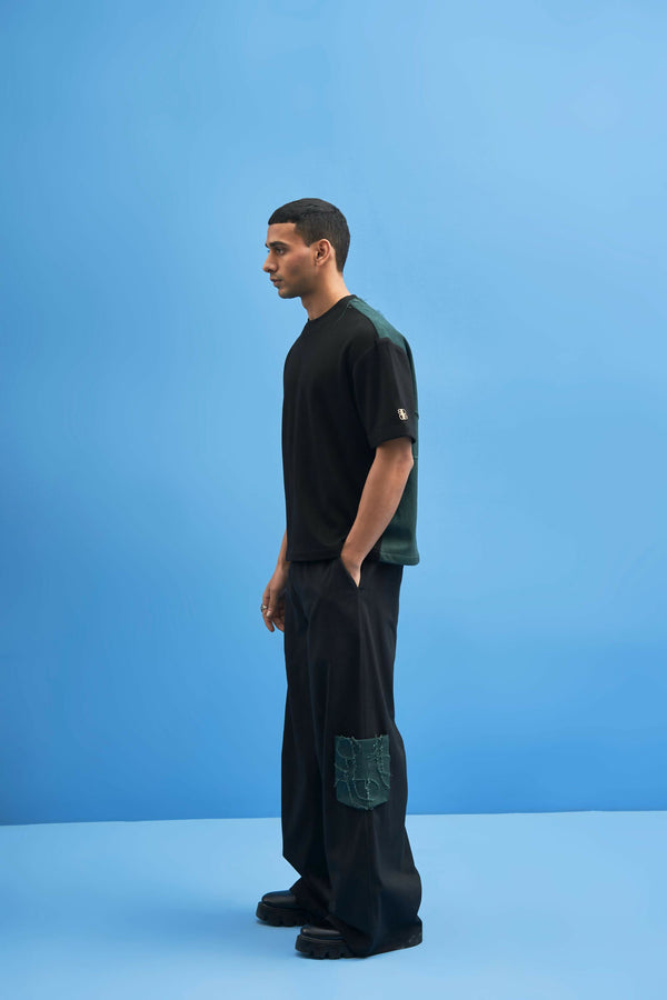 Black Shoji Patchwork Trousers