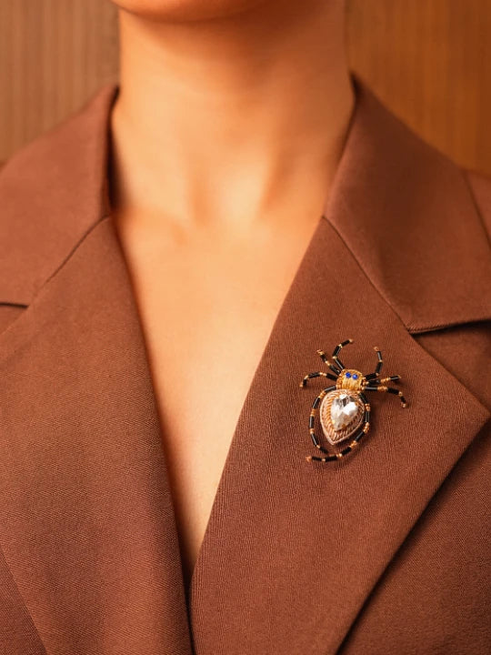 Blue Spider Brooch