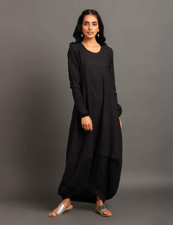 Black Boho Balloon Dress