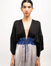 Black-Blue-Grey High Low Cape