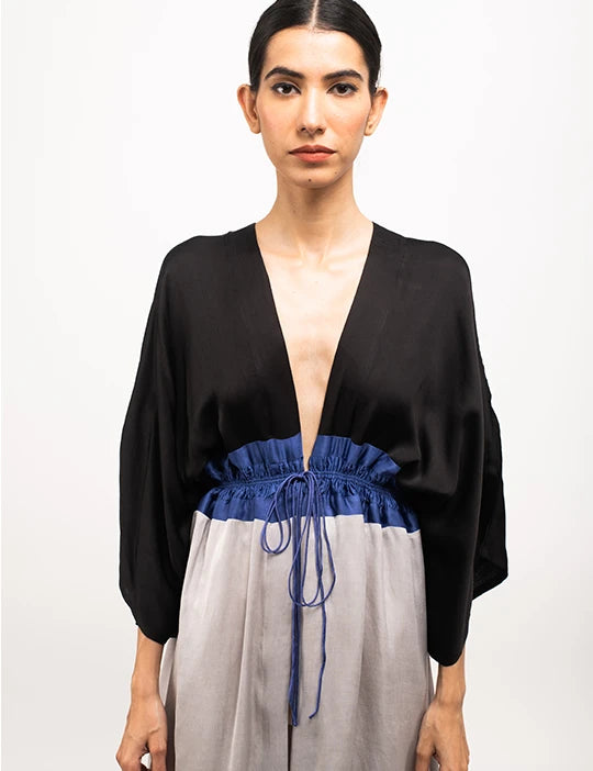 Black-Blue-Grey High Low Cape