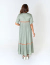 Green-Orange Braided Gather Long Cape