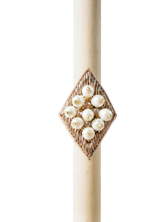 Pearl gold Crystal Diamond Ring
