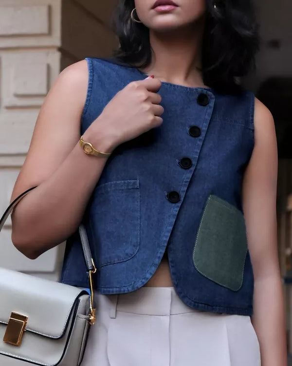 Un Denim - Dark Indigo Short Top X Waist Coat