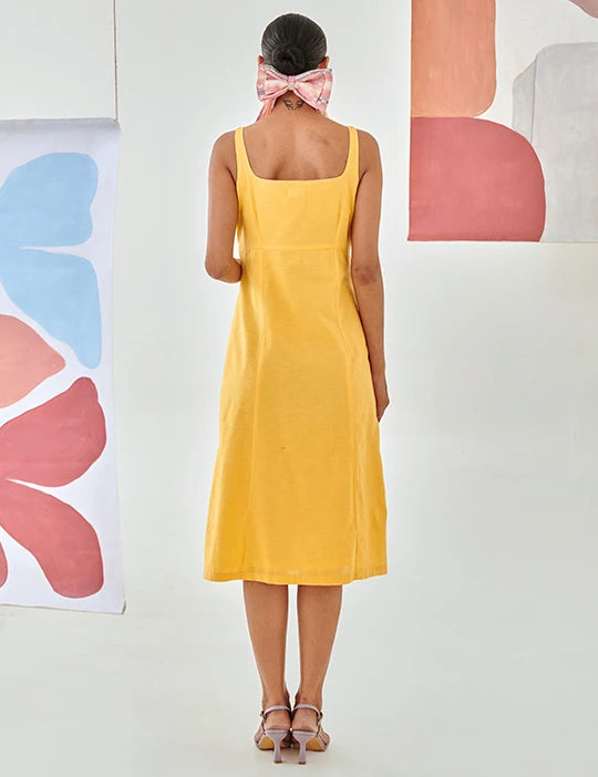 Yellow A-line dress