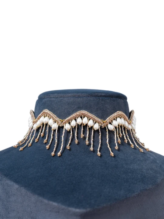 Crystal Fringe gold Choker