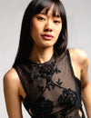 Hand Embroidered Sheer Top with Detachable Sleeves