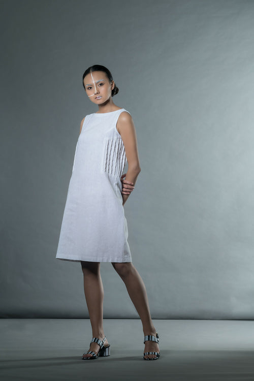 Shift Dress with Bubble Tucks