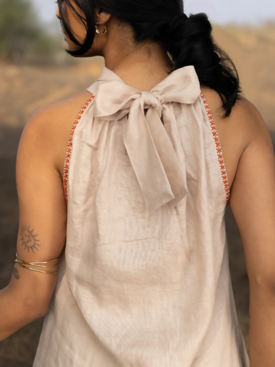 Airy Bow Top - beige