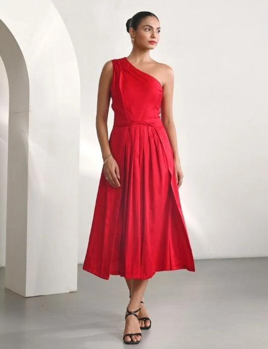Red One Shoulder Dress