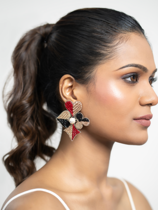 Dual Tone Pearl Earrings