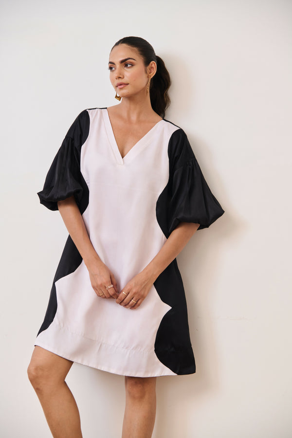 White & Black Short Party Dress