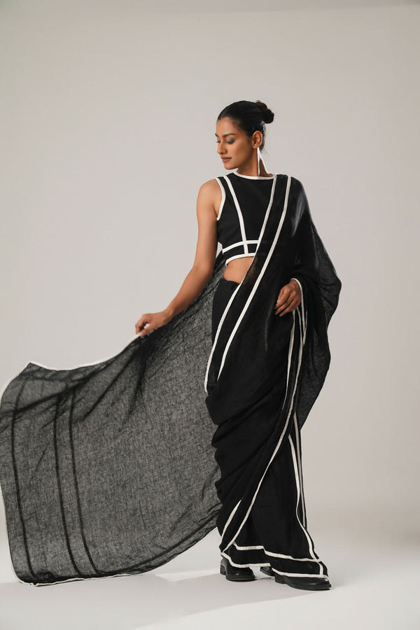 Black Patti Saree