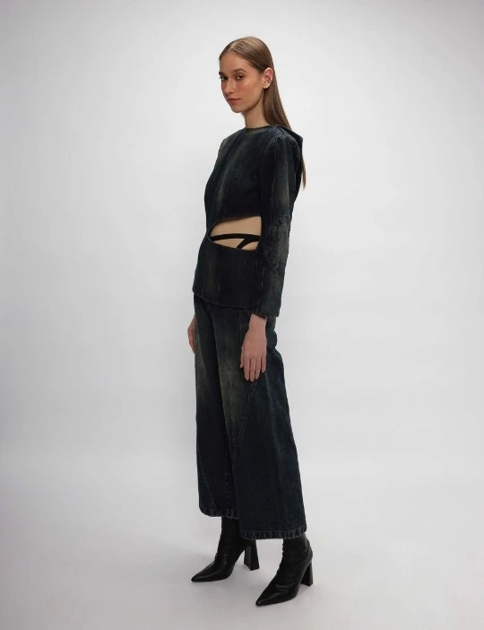 Asymmetrical Denim Pants
