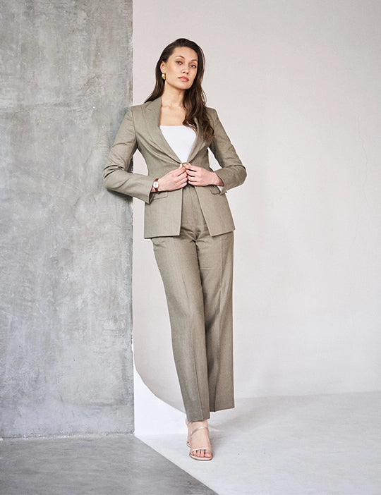 Logus Khaki Linen Open Blazer