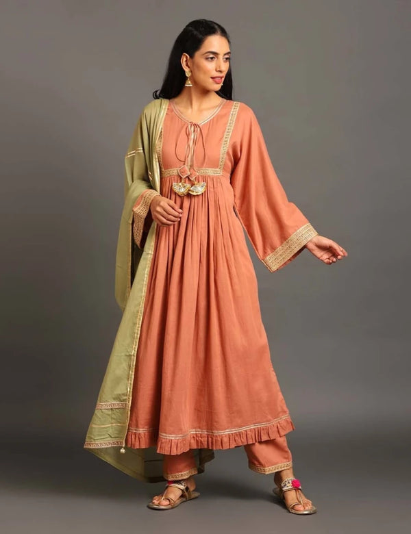 Rust Haseena Kurta Set