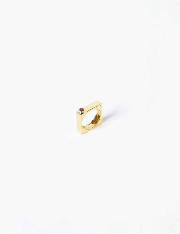 Edge Ring with Gem Gold