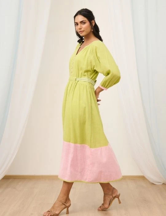 Dual tone embroidered dress