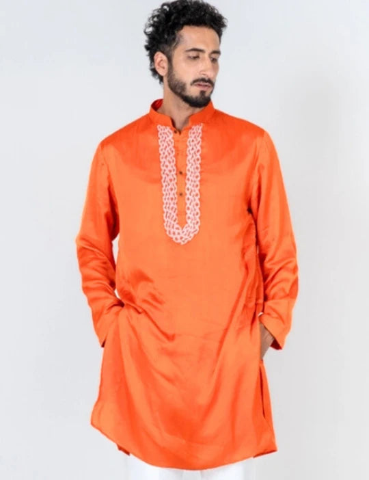 Orange Braid Kurta Set